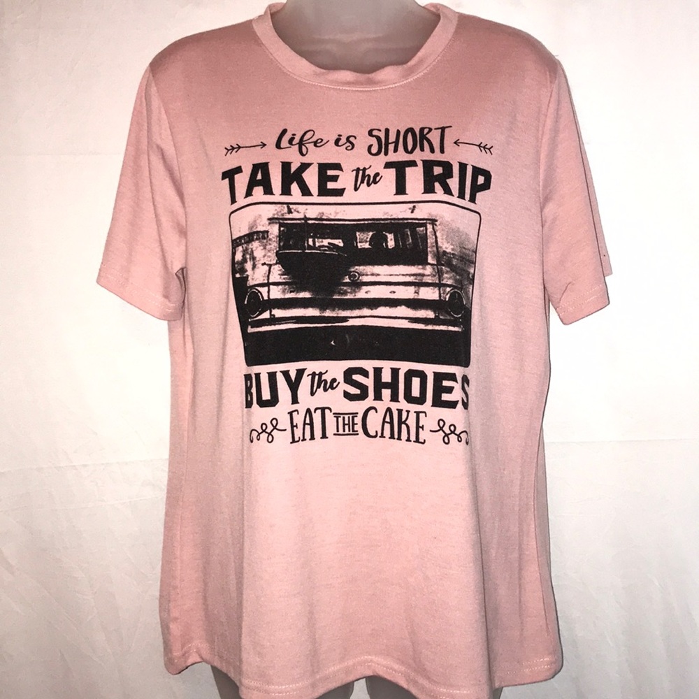 Pink slogan tee (also good advice 😂)